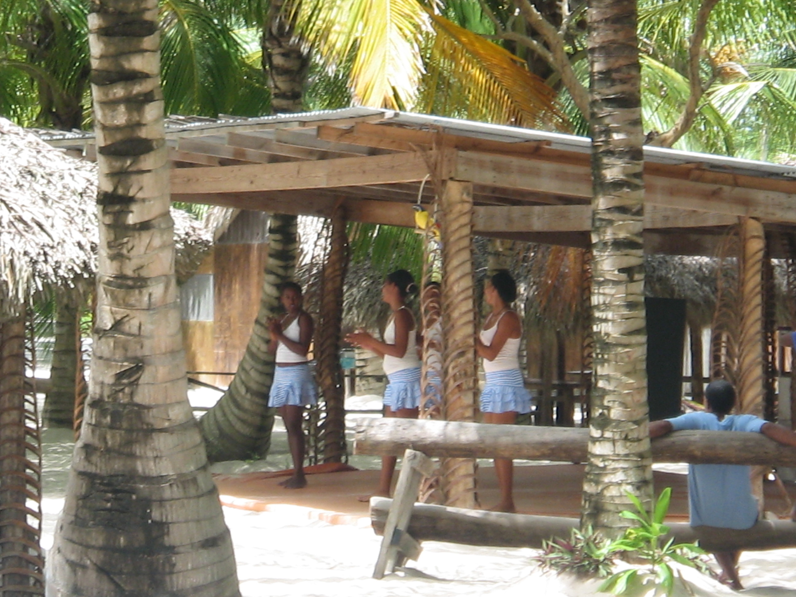 Girls dancing at Saona